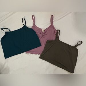 3 Ribbed Cropped Tank Top Bundle Set
